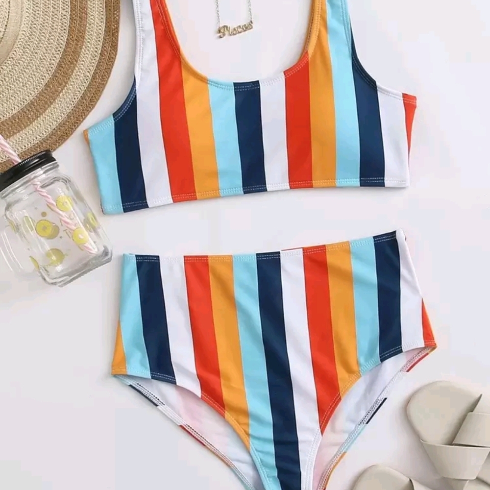 Colorful Striped Bikini Set